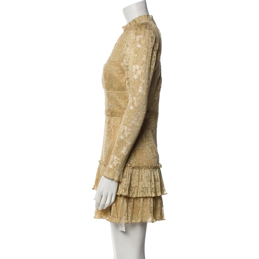 SAYLOR Adria Long Sleeve Lace Minidress Gold Size Large - Picture 7 of 8
